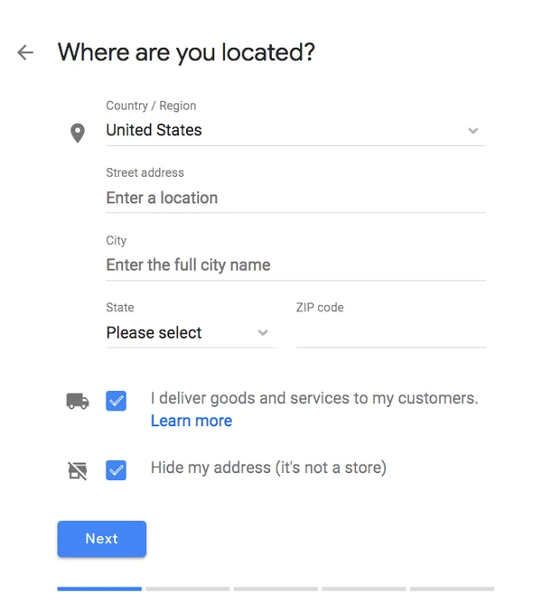 Google my business taper adresse de l'entreprise